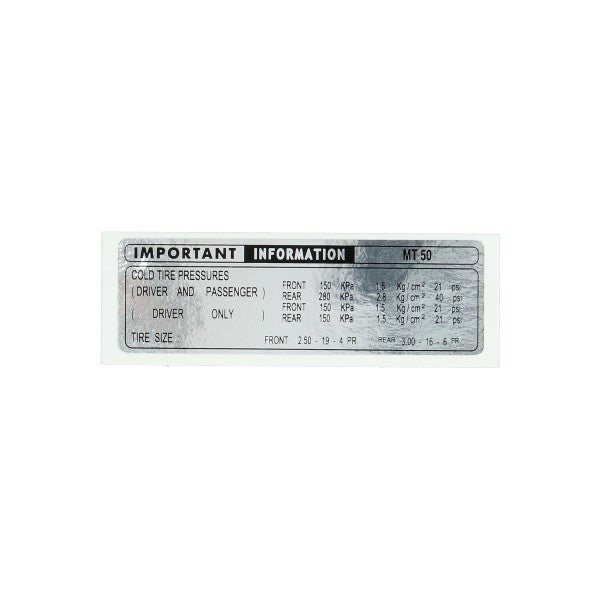 sticker frame informatie wit/zwart mt5