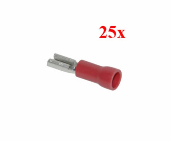 Kabelstekker plat vrouw 2,8 mm rood 25 stuks