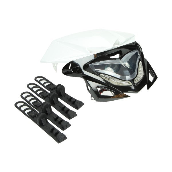 Koplamp DMP halogeen met dagrijverlichting universeel zwart enduro