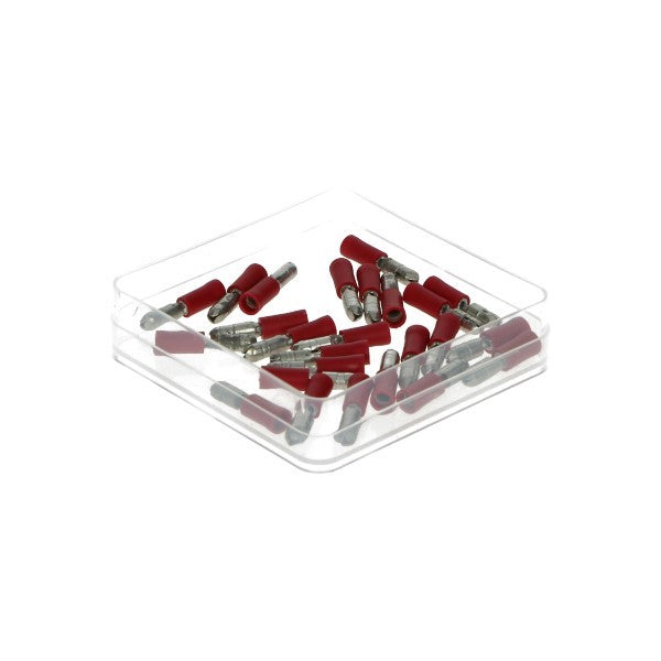 Ronde kabelstekker man 4 mm rood - 25 stuks