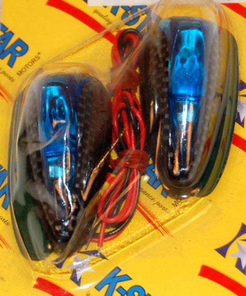 LED verlichting DMP 12V universeel carbon/blauw set van 2
