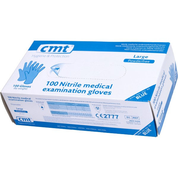 CMT nitril handschoenen poedervrij zwart L 100 stuks