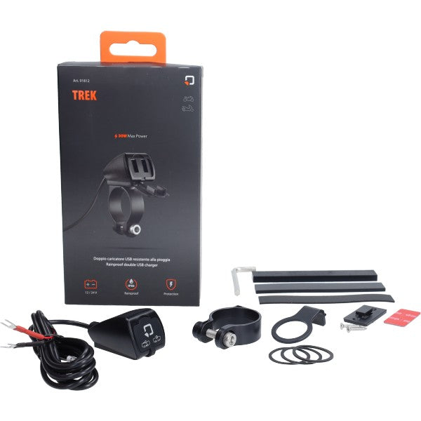 Dubbele USB-lader Optiline stuurbevestiging waterdicht 30W 12/24V