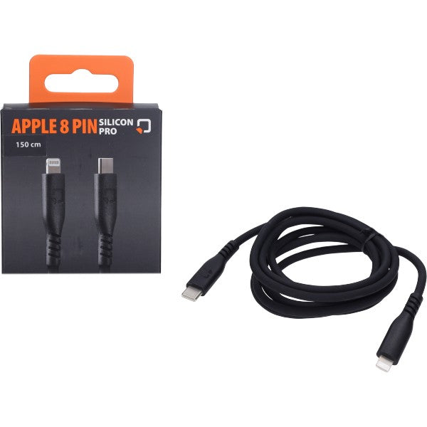 USB-C naar Apple 8 pin oplaadkabel Optiline siliconen 150 cm zwart
