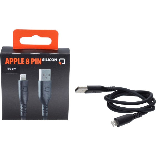 Oplaadkabel Optiline siliconen USB-A naar Apple 8-pin 60 cm zwart