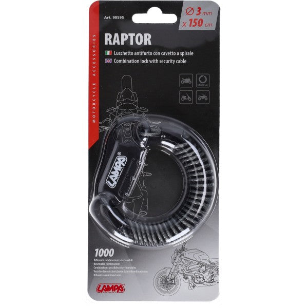 Cijferslot met kabel 3 mm 150 cm zwart - Lampa 90595
