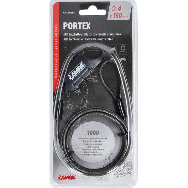 Cijferslot met kabel 4 mm 150 cm zwart - Lampa