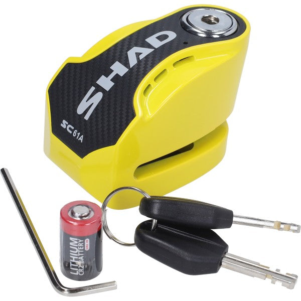 Shad schijfremslot met alarm 6 mm geel SC61A