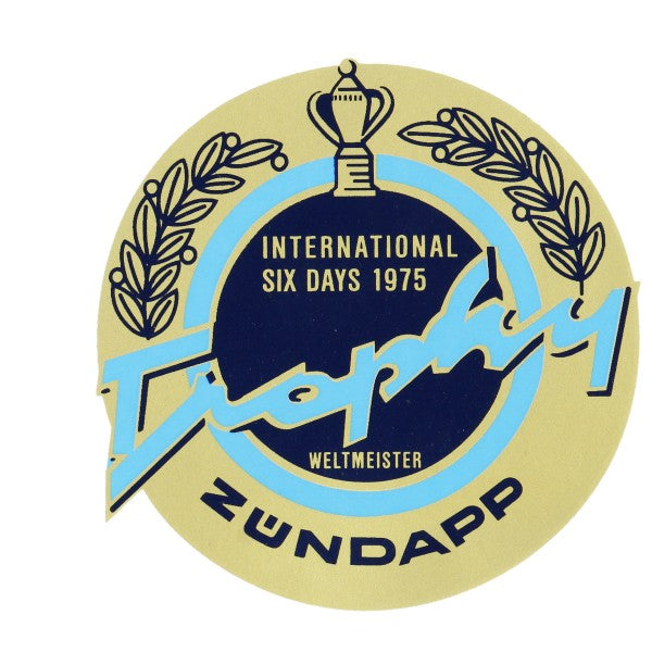 Sticker Rond Tank Trophy 1975 Goud/blauw/zwart Zundapp