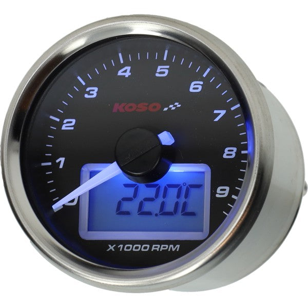 Toerenteller Koso + Temperatuurmeter 12v Digitaal GP-Style 55mm