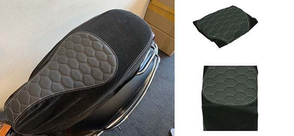 Buddydek Regia (Made In EU) Vespa Designo Alcantara Zwart/wit (Stiksels) Primavera, Sprint
