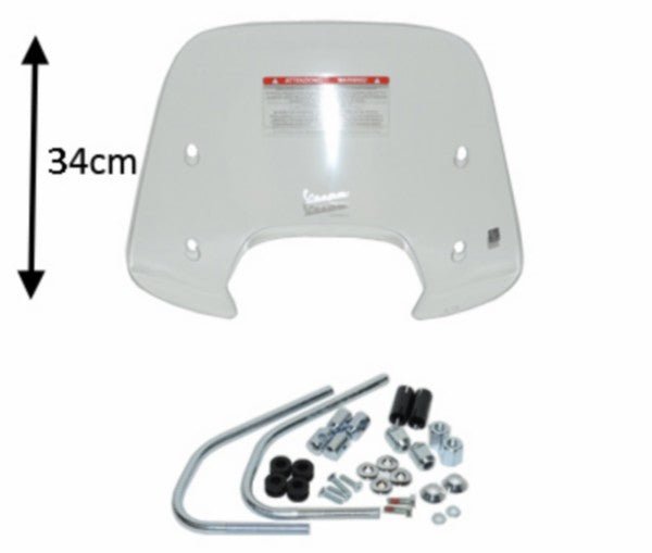 Windscherm Piaggio Origineel met Bevestigingsset Laag 34cm Helder Sprint 1B001027