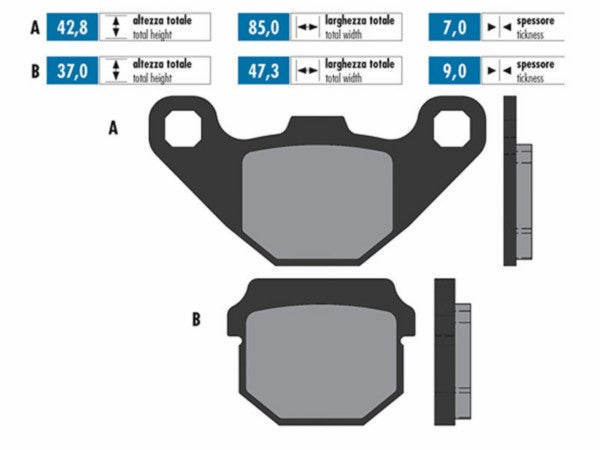 Remblokset Polini Aprilia, Derbi, Gilera, Rieju, Sherco, Ludix, Nrg Power, Rush, Speedfight, Stalker, Tgb, Viva 174.0074