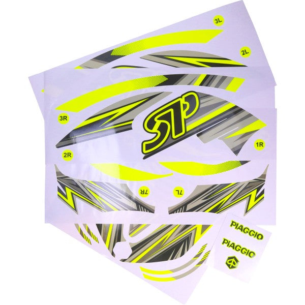 Stickerset GP1 (Alle Piaggio Modellen) Geel Fluor 16-DELIG Zip 2T, Zip 4T