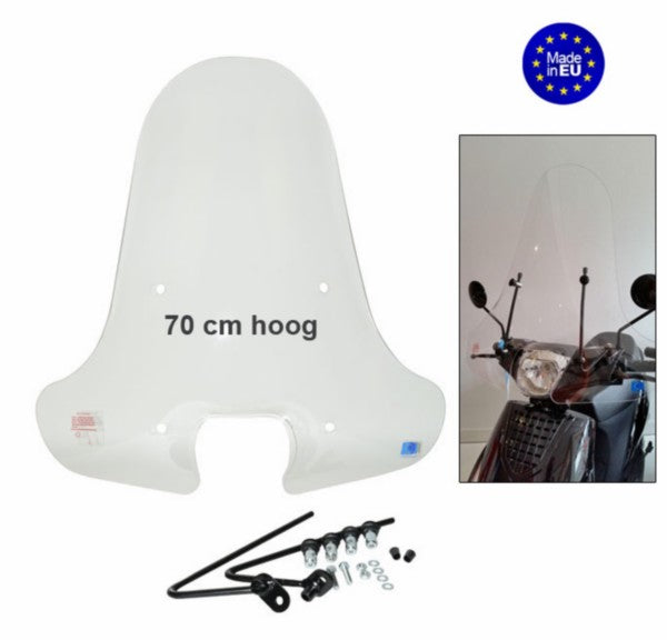 Windscherm Regia met Bevestigingsset (Made In EU) Hoog Zip Model China AGM 70cm Helder Agm SP50, BTC Streetline
