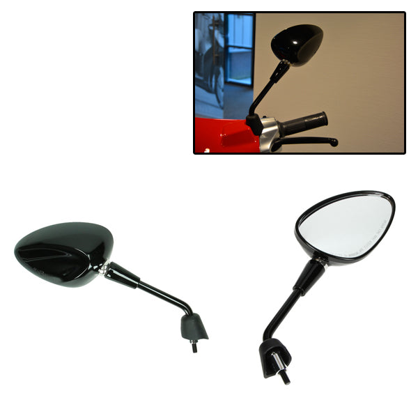 Spiegelset Kort Model Origineel E-Keur Zwart Glans – Vespa Sprint