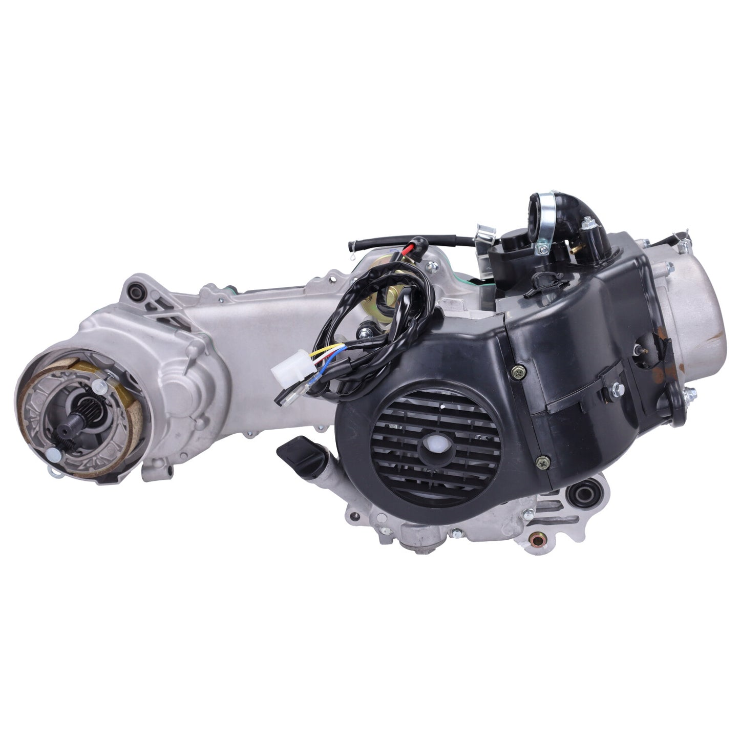 Motorblok Compleet Chinese 4T 12 inch Korte As (1x schokbreker) – BTC / Kisbee 4T / China 4T / GY6