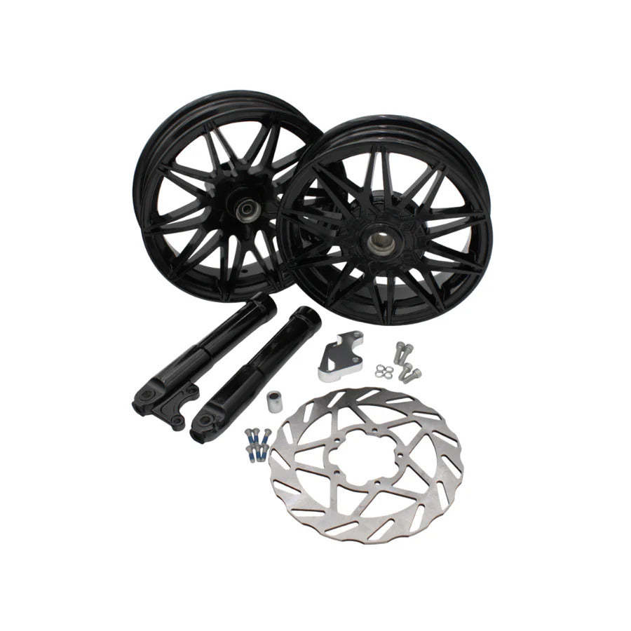Overmaat/ oversized Velgenset 11/12 Inch Glans Zwart – Piaggio Zip (Incl. Verhoogde Voorvork)