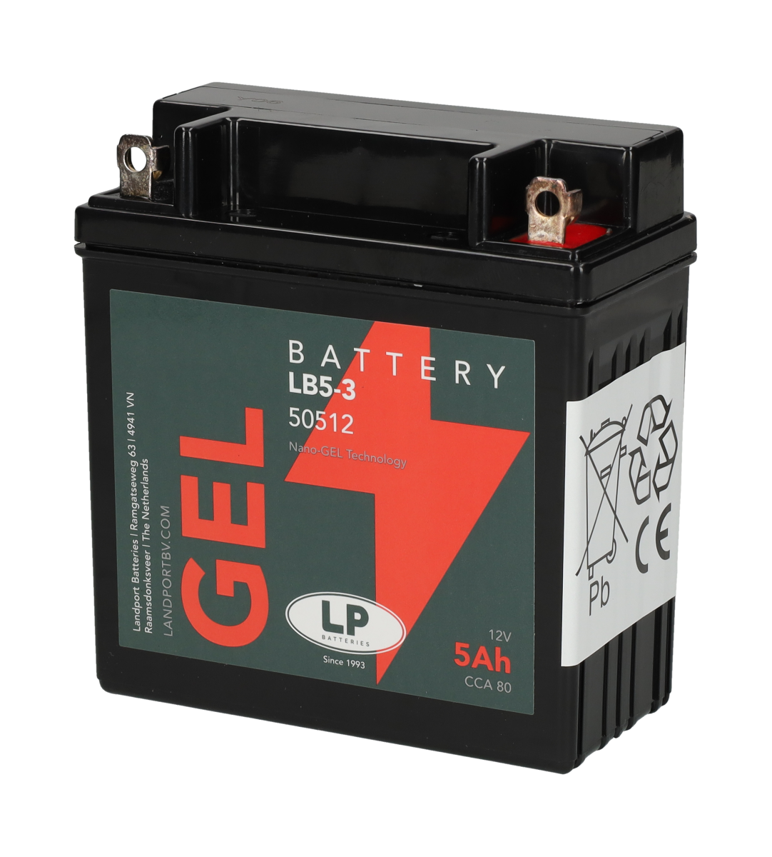 Accu Landport GEL MG5L-BS-C / LTX5-3 / GTX5-3 12V 5Ah – Honda / Aprilia / Kymco / Yamaha / Suzuki / Kawasaki