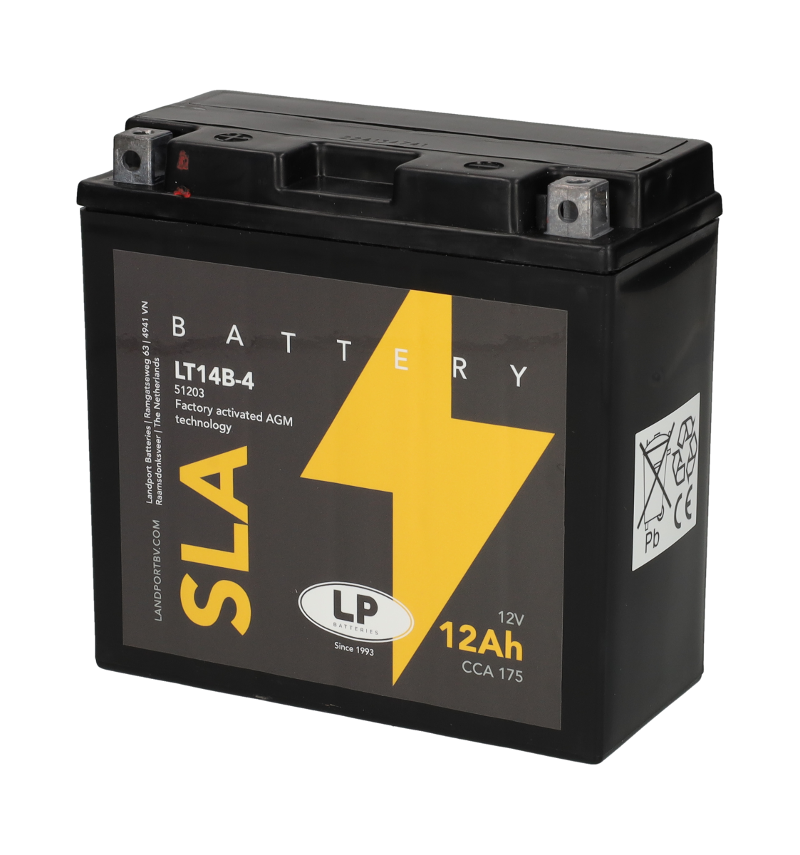 Accu Landport AGM 51203 / YT14B-BS / YT14B-4 accu (12V, 12Ah, 175A)