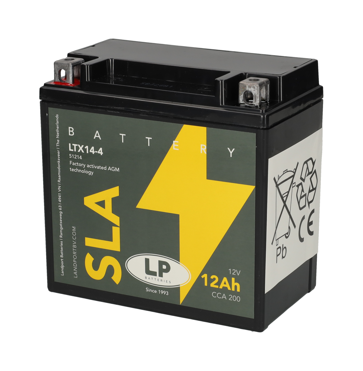 Accu Landport AGM 51203 / YT14B-BS / YT14B-4 accu (12V, 12Ah, 175A)