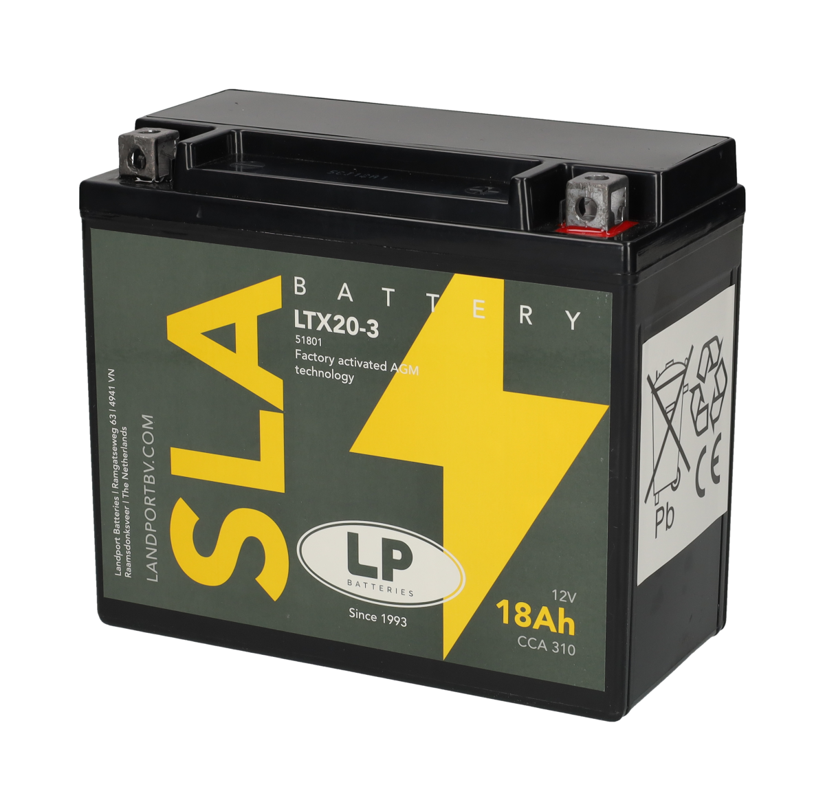 Accu Landport Harley-Davidson / heavy V-Twin GEL LTX20-3 / GHD20-HL-BS / LTX20L-BS / HVT-1 12V 19Ah