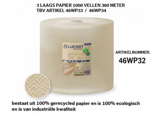 Werkplaats Handoekpapier Maxi Rol 3-LAAGS 1000 Vellen