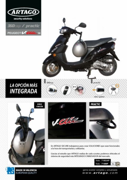 Stuurslot Artago Antirobos Peugeot, V-clic, Baotian, Speedy=op=op