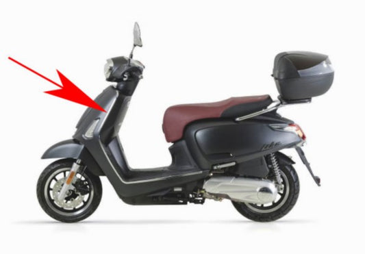 sierstrip Kymco origineel beenschild links chroom new like 64314-acc1-e10-f1p