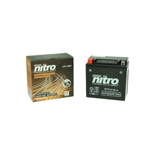 Nitro Accu NTX14-BS / YTX14-BS SLA/Gel 12V 12Ah – 150x87x145 mm (o.a. Piaggio MP3 / Vespa GTS/GTV)
