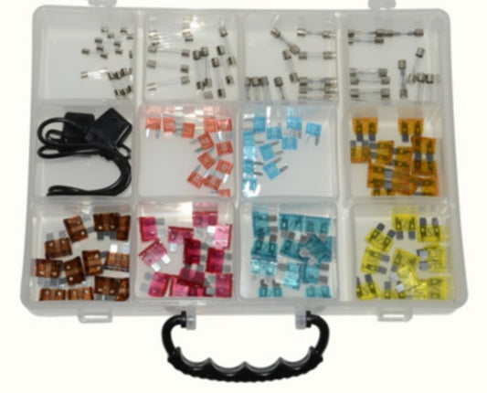 Zekeringassortiment buis/steek 12 maten 144-delig