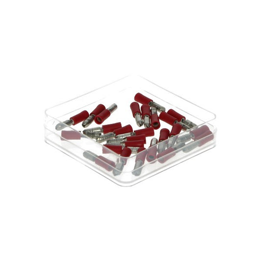 Ronde kabelstekker man 4 mm rood - 25 stuks