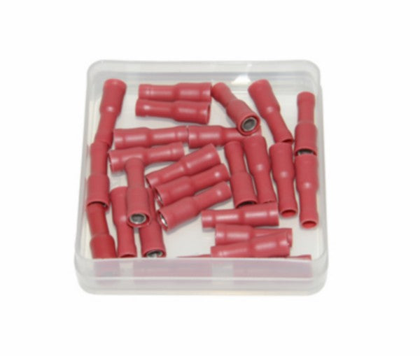 Ronde kabelstekker vrouwelijk 4 mm rood 25 stuks