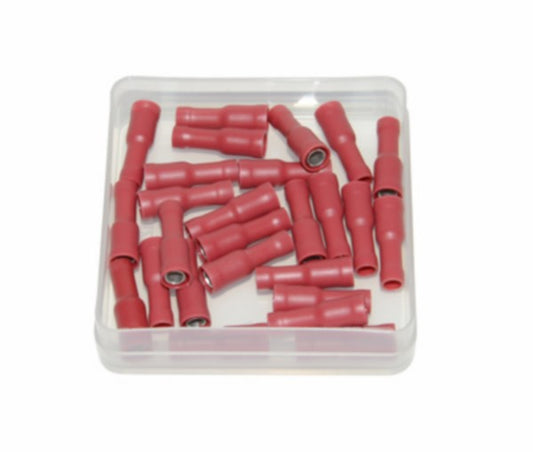 Ronde kabelstekker vrouwelijk 4 mm rood 25 stuks