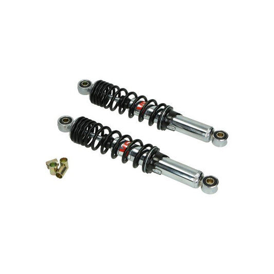 Schokbrekerset YSS 300 mm chroom/zwart voor Camino, Tomos, Puch Maxi