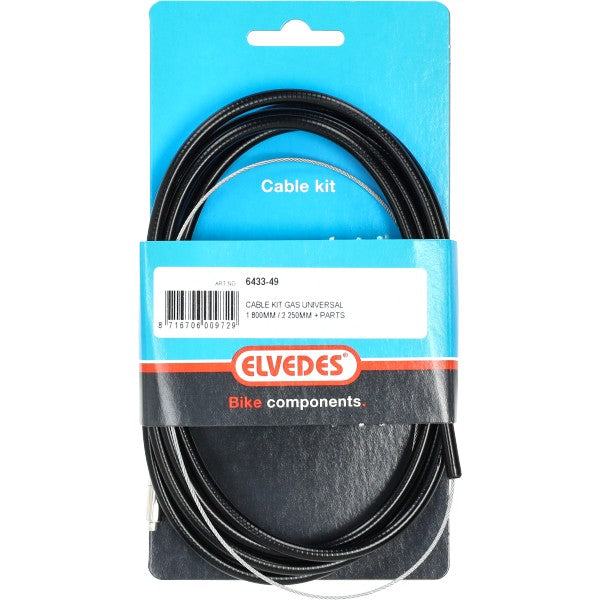 Gaskabel Elvedes lang teflon 2,25 m 49-draads zwart