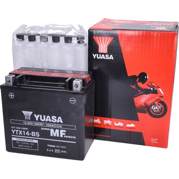 Yuasa YTX14-BS onderhoudsvrije motoraccu voor BMW GS, GTS 310, MP3