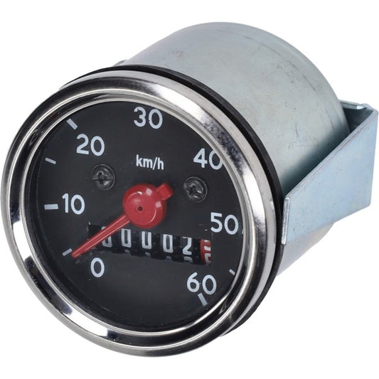 Km tellerklok 60 km/u 48 mm zwart/chroom