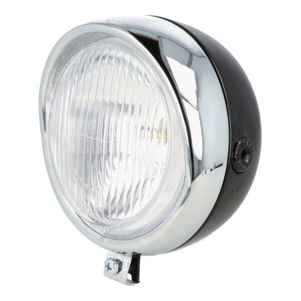 Koplamp Guia rond retro 130 mm BA15 zwart/chroom universeel