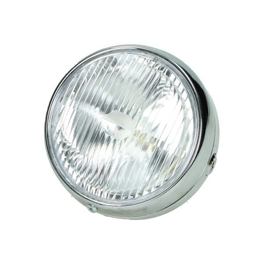 Koplamp Guia rond chroom 140 mm BA20d met schakelaar voor bromfiets