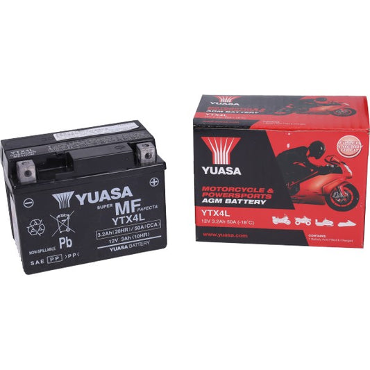 YTX4L-BS Yuasa GEL accu voor 50cc 2T scooter