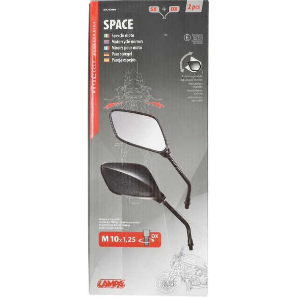Lampa Space spiegelset universeel M10x1.25 E-keur zwart glans 90080