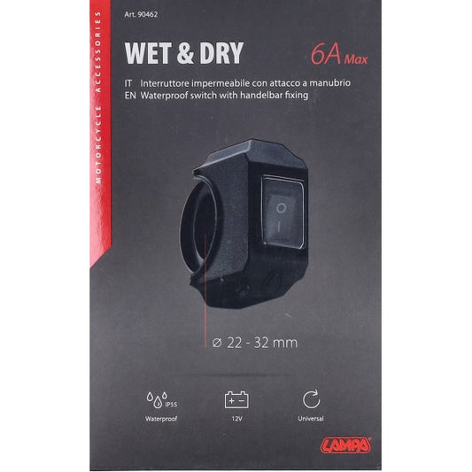 Stuurschakelaar Lampa aan/uit waterdicht 22-32 mm 6A zwart 90462