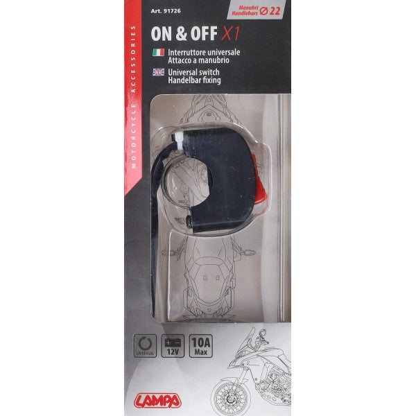 Lampa lichtschakelaar aan/uit stuurbevestiging 22 mm 10A 91726