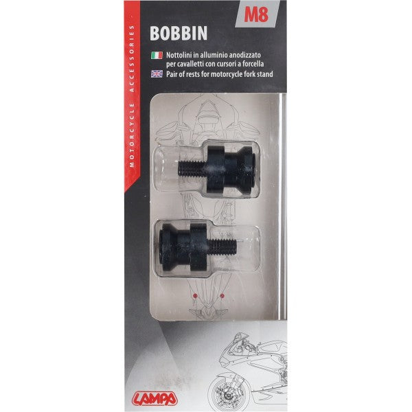 Paddockstand adapter voorvork Lampa M8x1,25 zwart - set van 2
