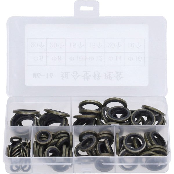 Assortimentsdoos ringen messing/rubber M6-M16 85-delig