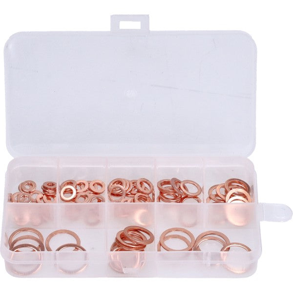 Koperen ringen assortimentsdoos M4-M14 100-delig