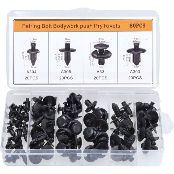 Drukplug set plaatwerk 80-delig M6/M6.6/M7/M8 zwart
