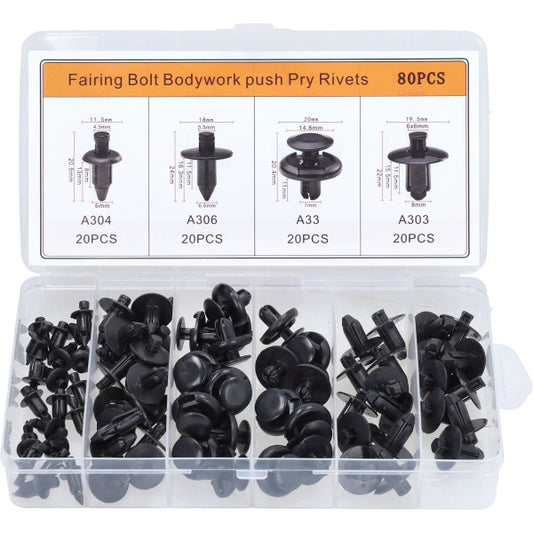 Drukplug set plaatwerk 80-delig M6/M6.6/M7/M8 zwart