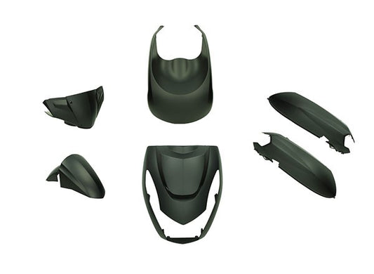 Plaatwerkset DMP Peugeot Kisbee Euro 3/4/5 6-delig mat zwart